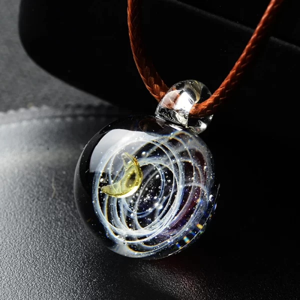 BOEYCJR Universe Star Moon Glass Bead Planets Pendant Necklace Galaxy Rope Chain Solar System Design Necklace for Women