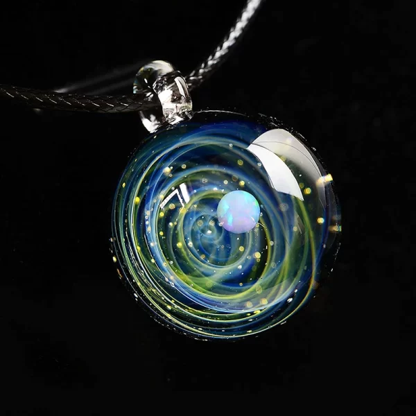 BOEYCJR Unique Opal Stone Universe Glass Planets Pendant Necklace Galaxy Rope Chain Solar System Necklace for Women Gift - Image 4