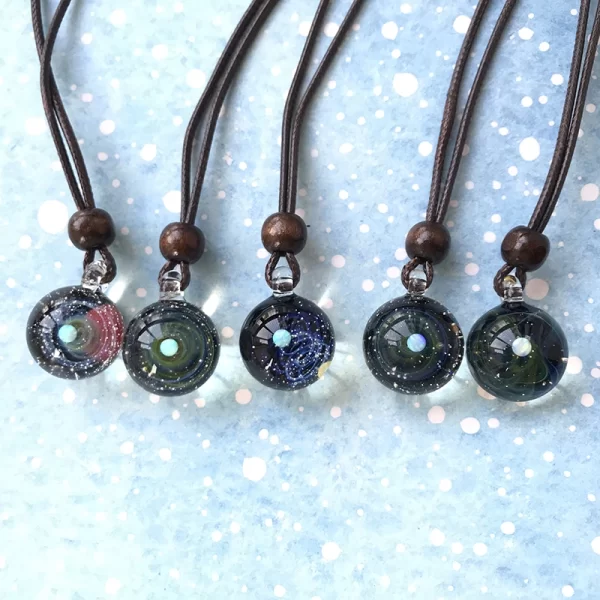 BOEYCJR Unique Opal Stone Universe Glass Planets Pendant Necklace Galaxy Rope Chain Solar System Necklace for Women Gift - Image 6