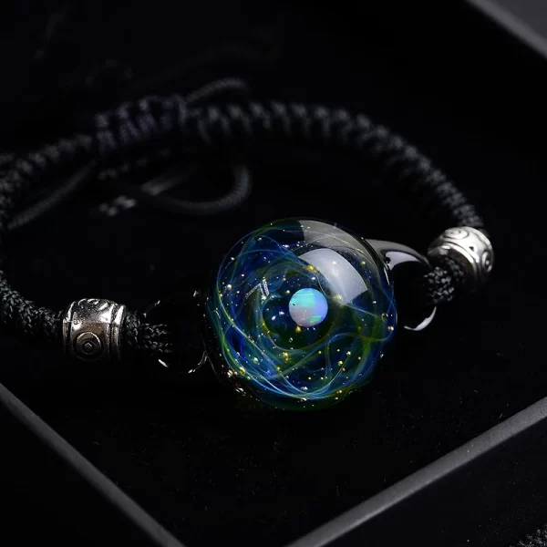 BOEYCJR Unique Opal Stone Universe Glass Bead Planets Moon Charm Bracelet Galaxy Rope Chain Solar System bracelet for Women - Image 2