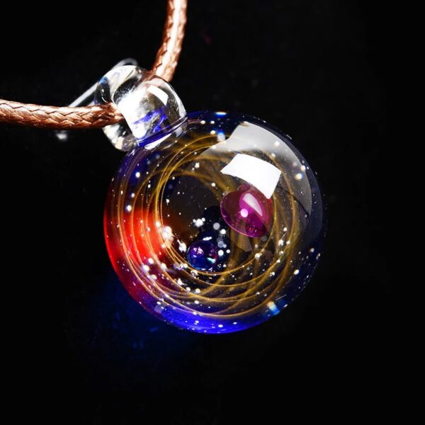 BOEYCJR Universe Star Moon Glass Bead Planets Pendant Necklace Galaxy Rope Chain Solar System Design Necklace for Women - Image 5