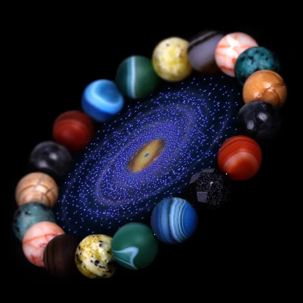 BOEYCJR Universe Planets Beads Bangles & Bracelets Fashion Jewelry Natural Solar System Energy Bracelet For Women or Men